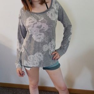 Grey longsleeved floral shirt